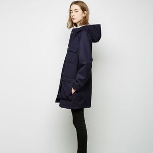 APC winter blue navy parka with 100% cotton lining